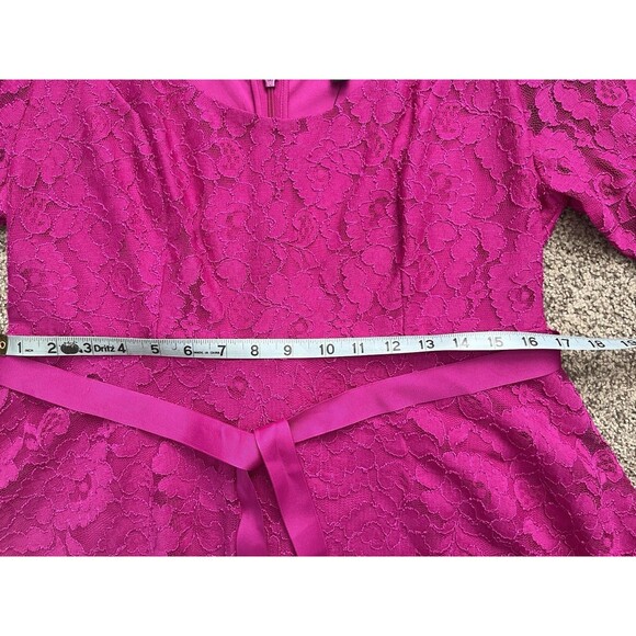 Lane Bryant Floral Lace Fit & Flare Dress Size 16 Midi Magenta Romantic Cocktail - Picture 8 of 10